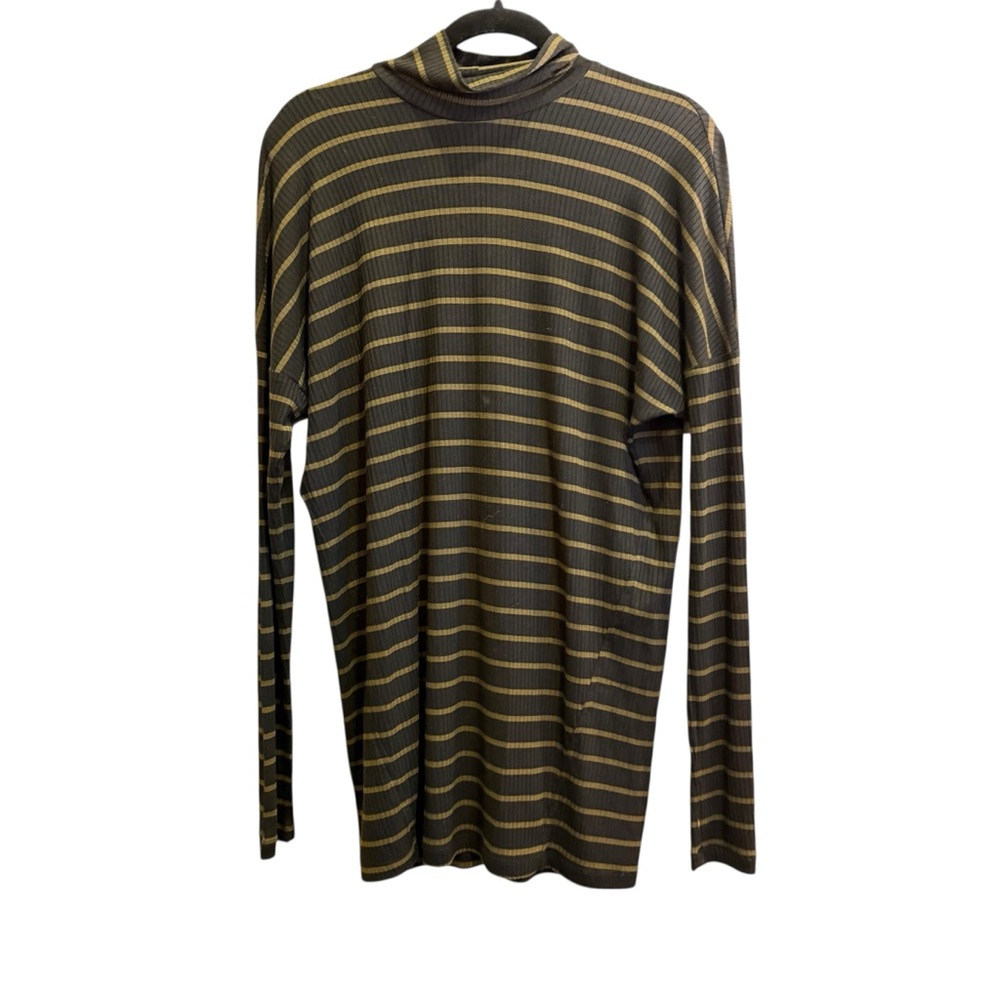 Alembika Ribbed Jersey Mock Neck Long Sleeve Striped Tunic sz 6